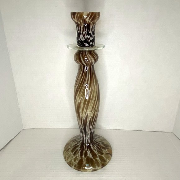 Tall Leopard-like Glass Candle Holder - Picture 1 of 8